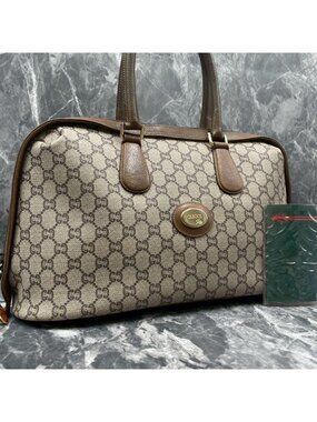 Gucci GG Boston Bag Hand Brown Gold Leather